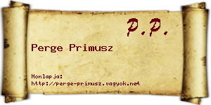 Perge Primusz névjegykártya